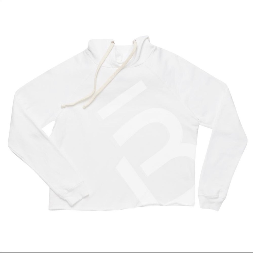 Barre3 White crop hoodie